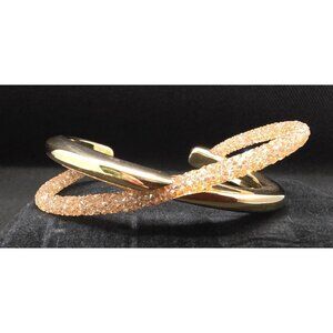 Swarovski Gold-Tone Crystal Spiral Cuff Bracelet Dust Champagne